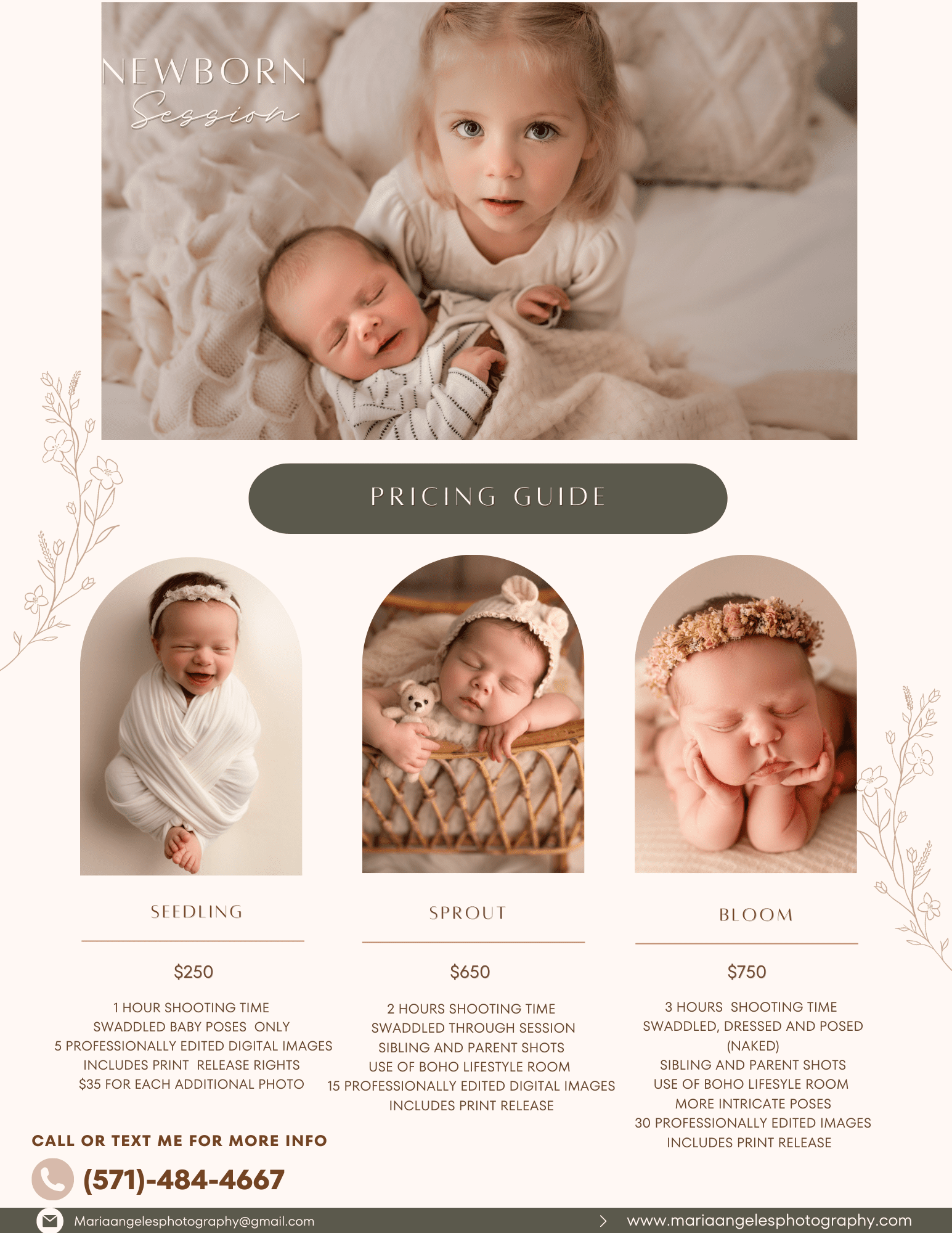 Maria Angeles Photography Newborn Pricing Guide